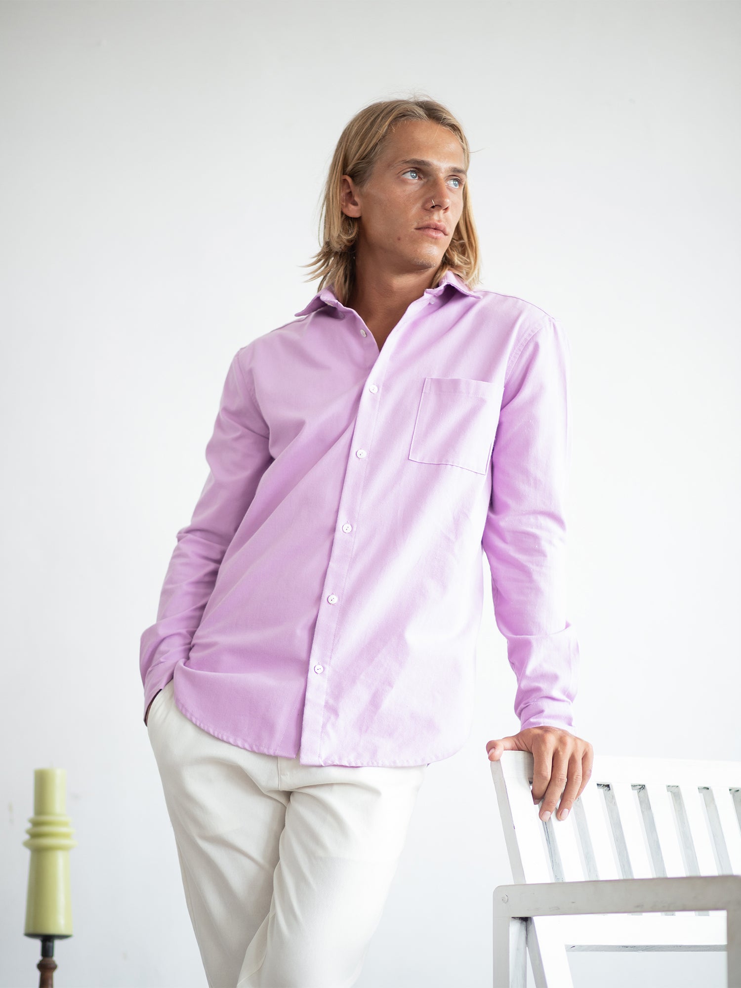 Long sleeved regular collar shirt