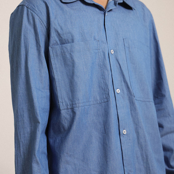 Double chest pocket detailed oversized shirt