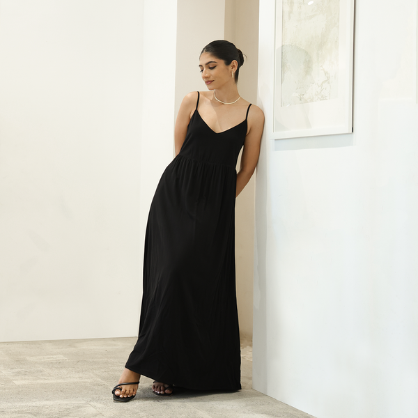 Loose Fit Gathered Maxi Dress