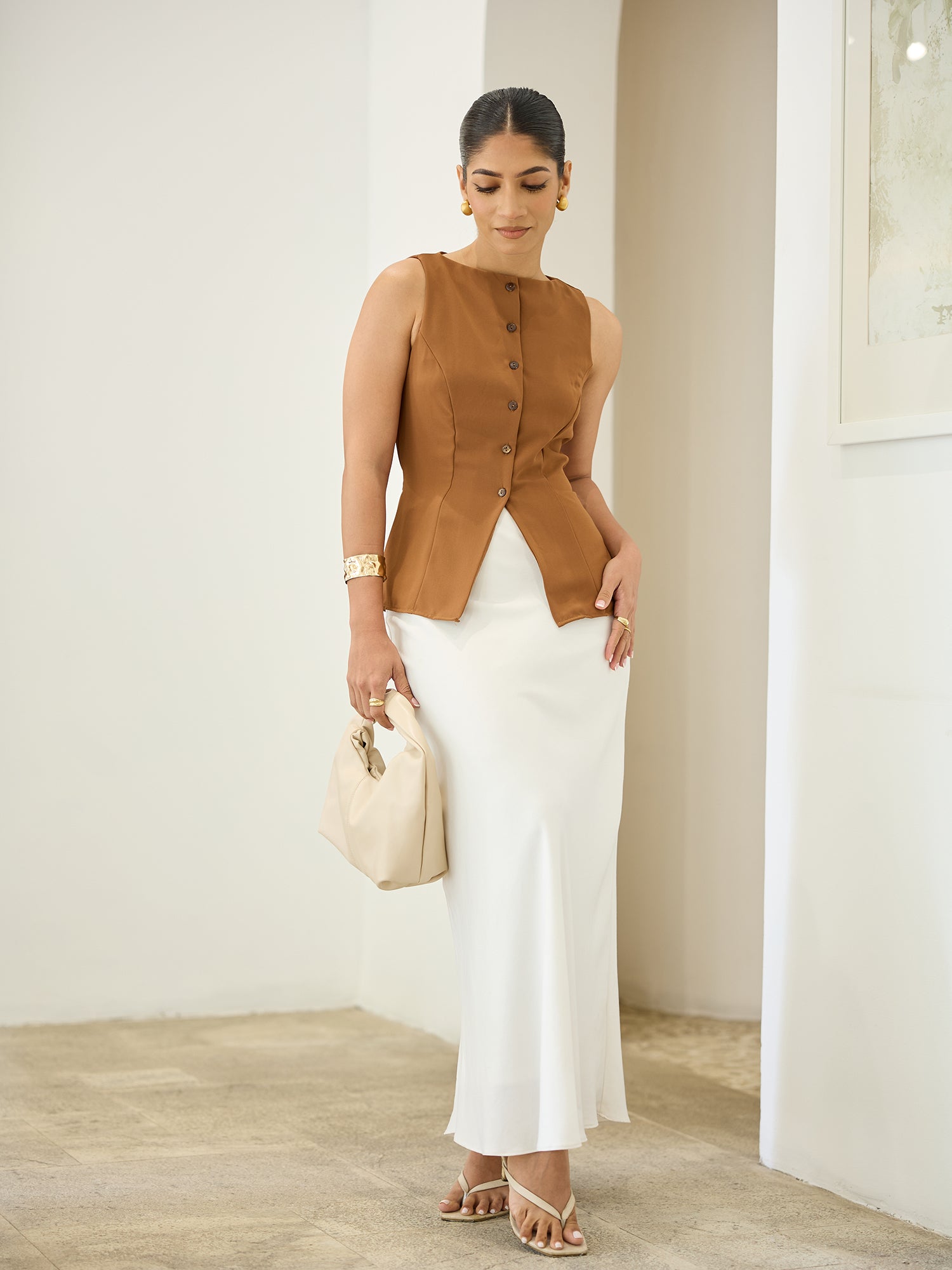 Button Down Sleeveless Top