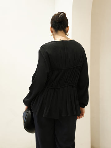 Seam Detailed Long Sleeved Top