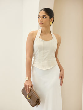 Halter Neck Deatiled Back Smocking Top