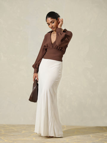 Tieup Detailed Mock Wrap Top