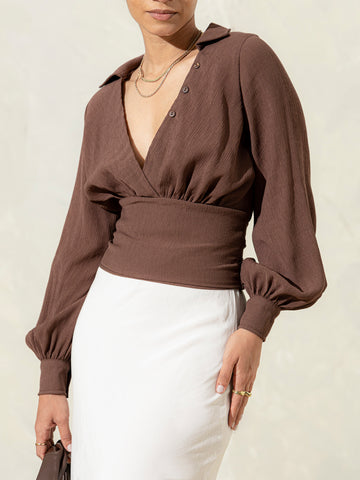 Tieup Detailed Mock Wrap Top