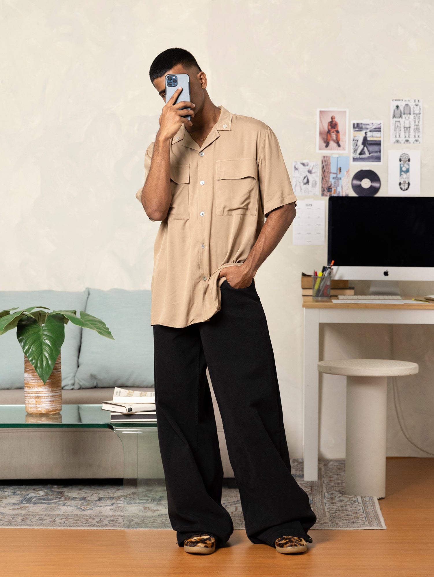 Oversized short sleeve shirt