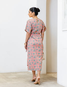 Mock Wrap Midi Dress