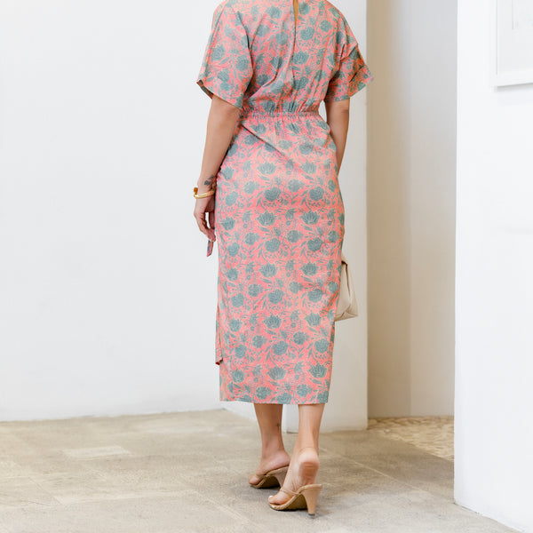 Mock Wrap Midi Dress