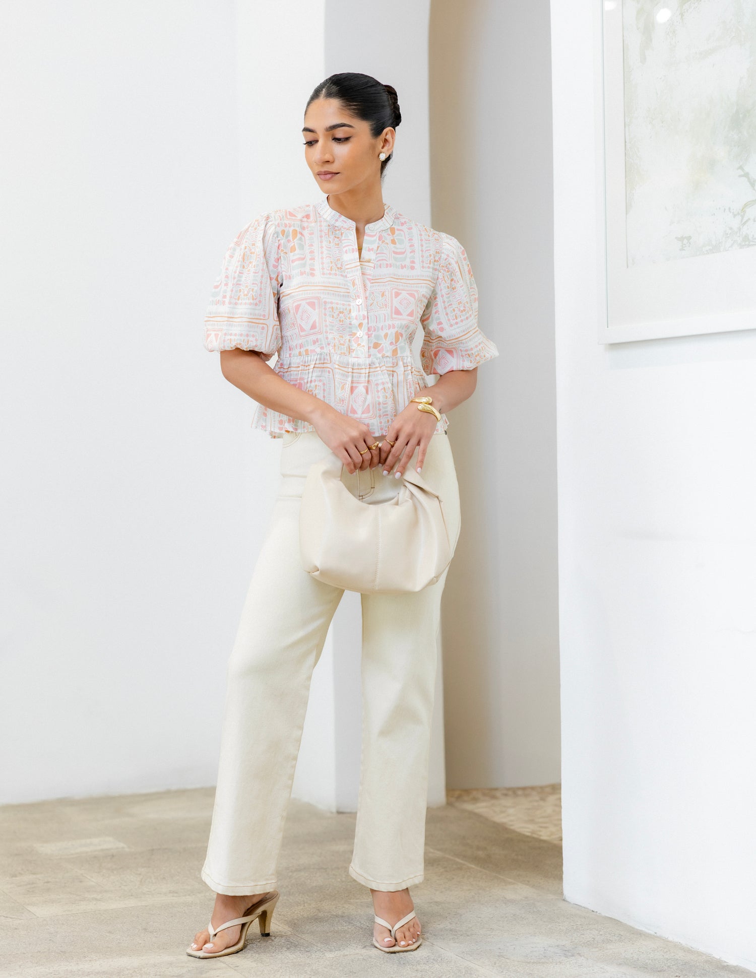 Puff Sleeve Peplum Top