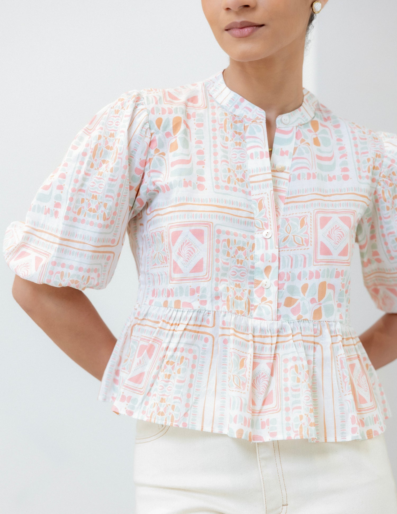 Puff Sleeve Peplum Top