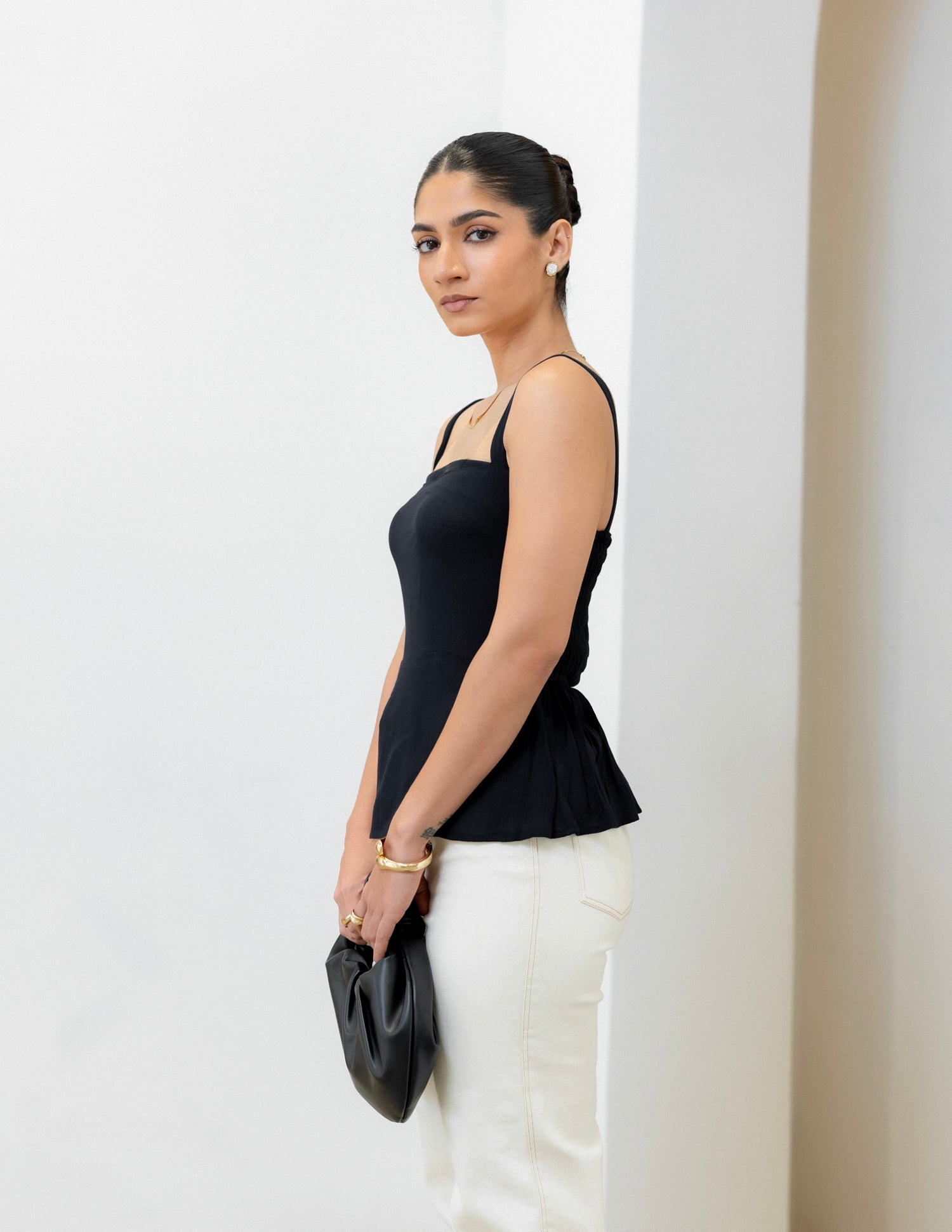 Bustier Detail Peplum Top