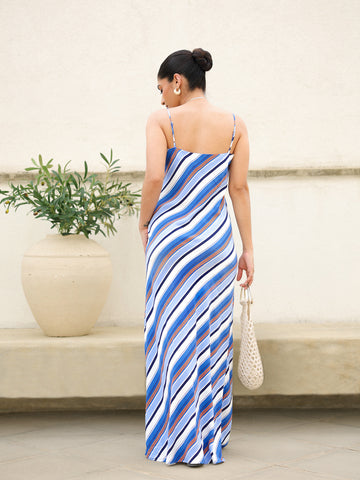 Straight Neck Bias Maxi Dress