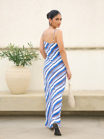 Straight Neck Bias Maxi Dress