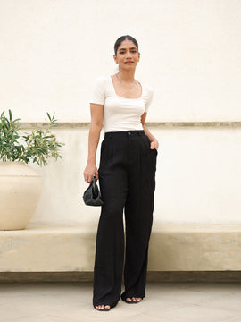 Pleat Detailed Straight Leg Pant