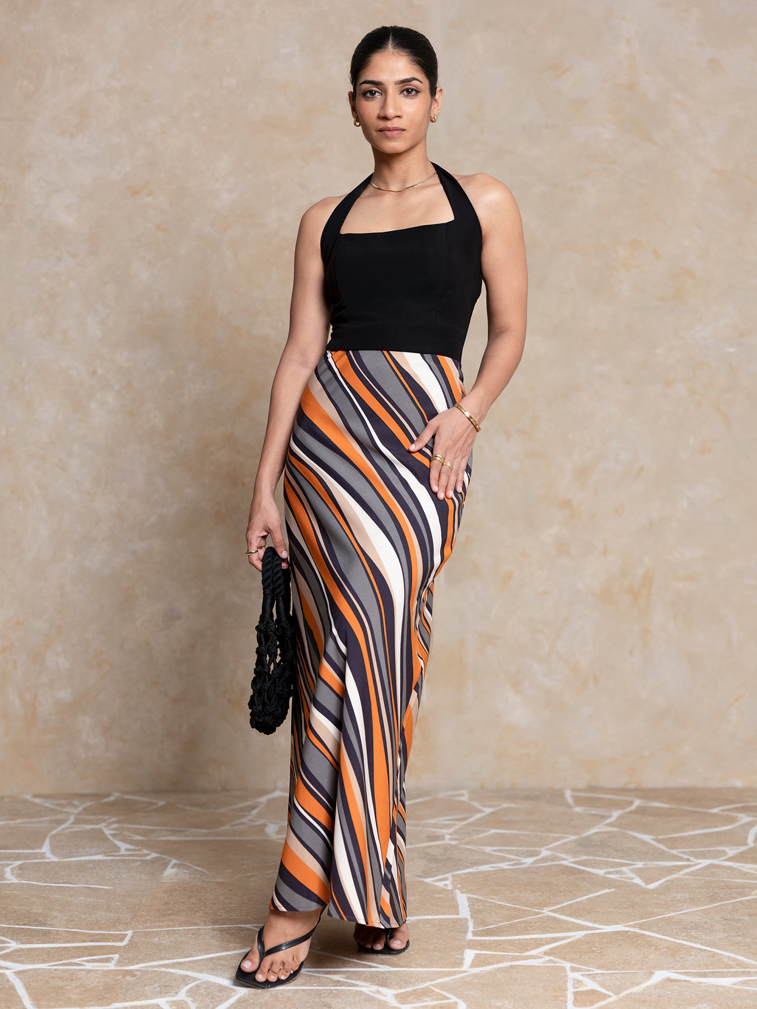 Printed Bias Maxi Skirt