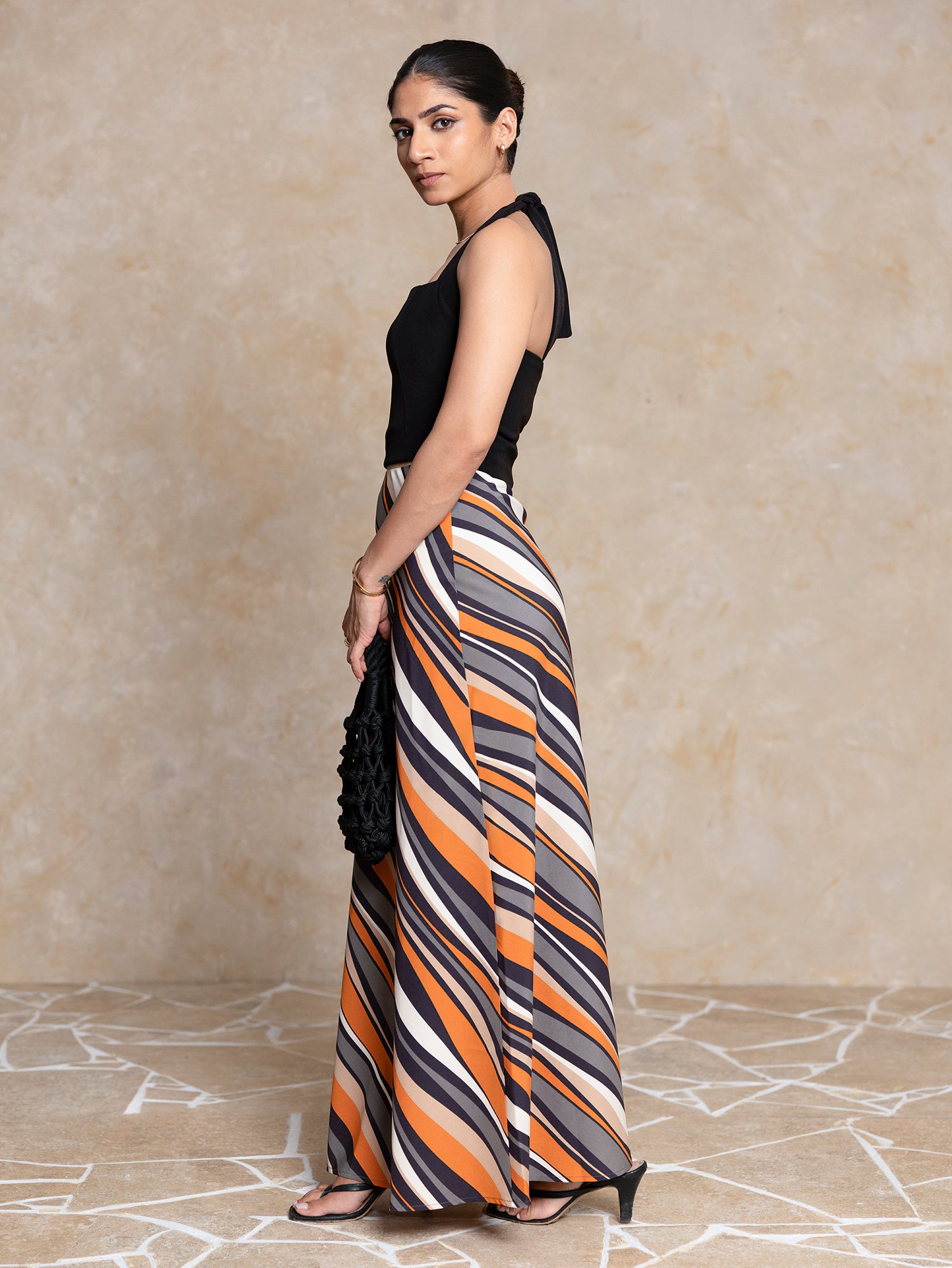 Printed Bias Maxi Skirt