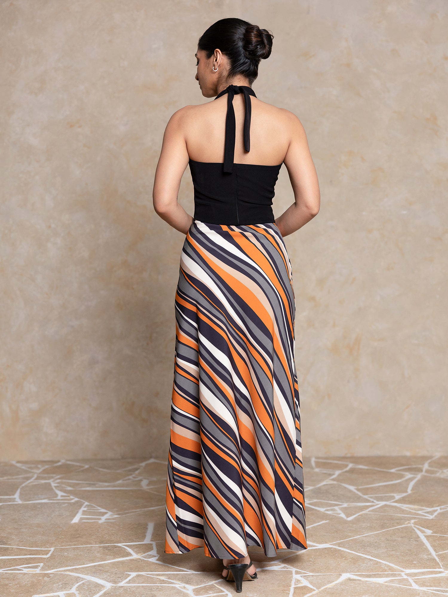 Printed Bias Maxi Skirt
