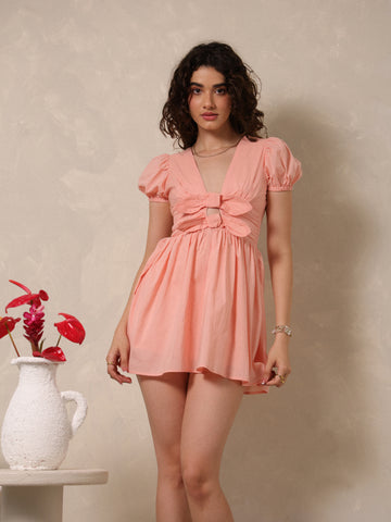 Bow Detailed Mini Dress