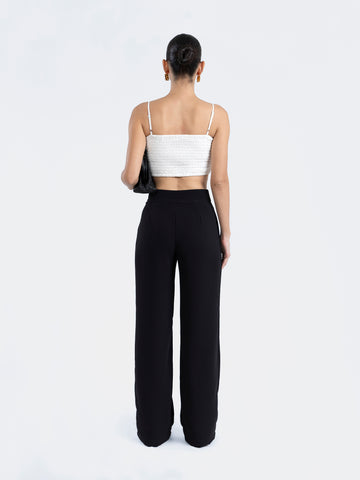 Button Detailed Straight Leg Pant
