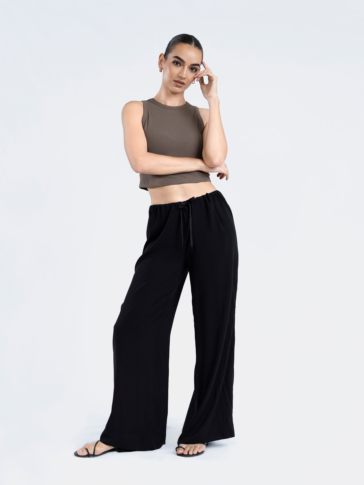 Drawstring Wide Leg Pant