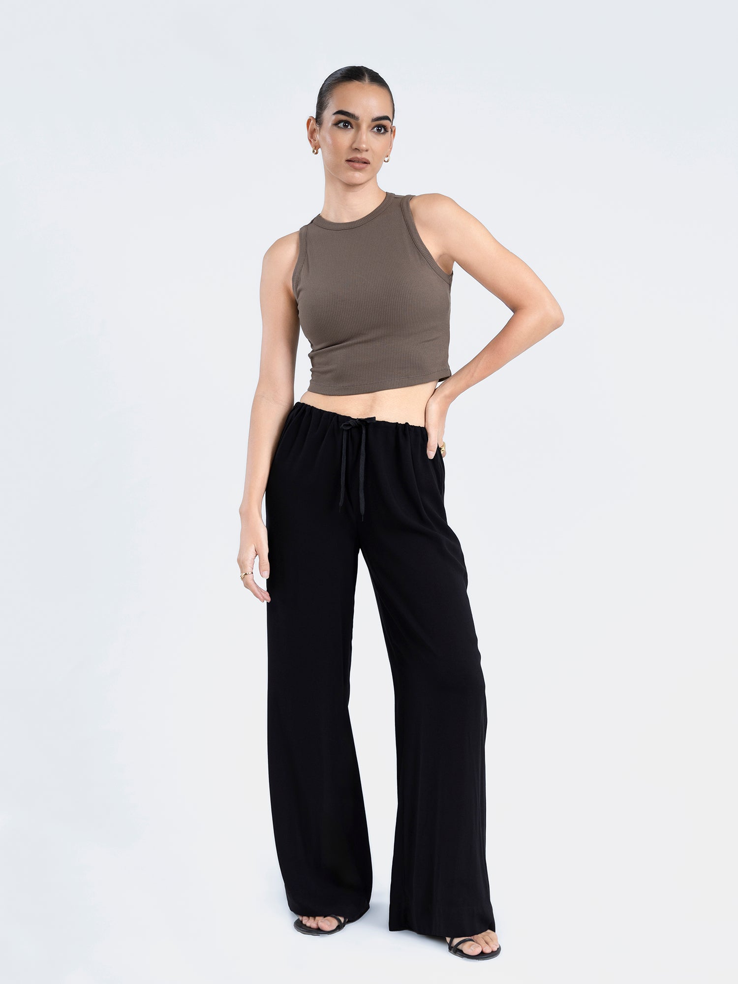 Drawstring Wide Leg Pant