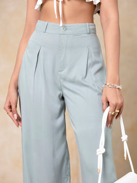 Front Pleated Wide Leg Pant