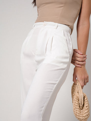 Front Pleated High Waist Wide Leg Pant