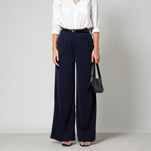 Front Pleated High Waist Wide Leg Pant