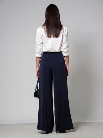 Front Pleated High Waist Wide Leg Pant