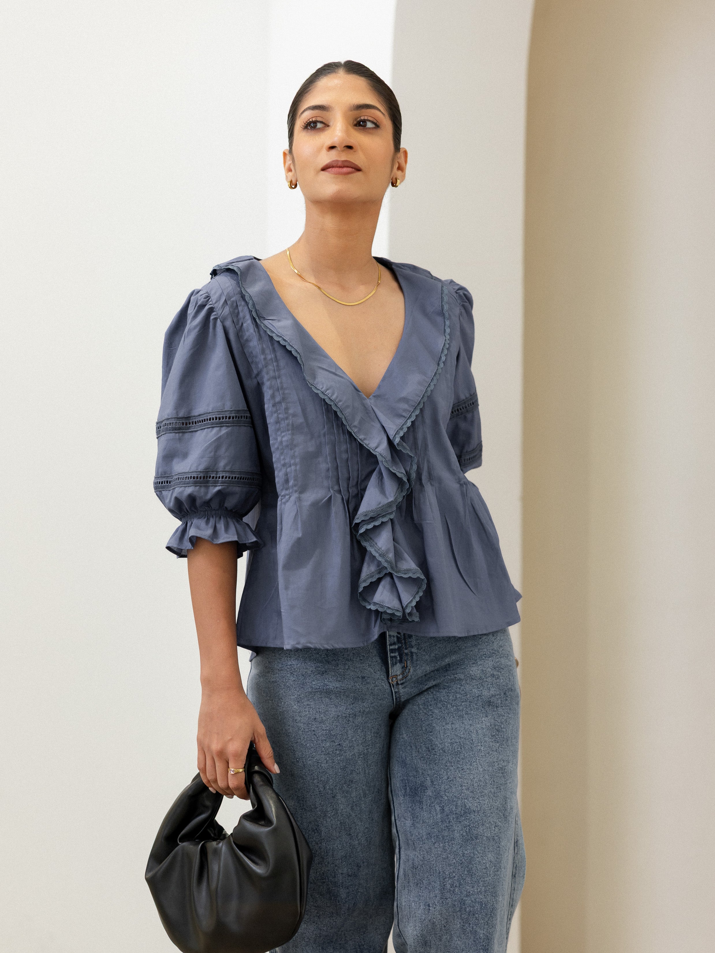 Lace Detailed Baloon Sleeve Top