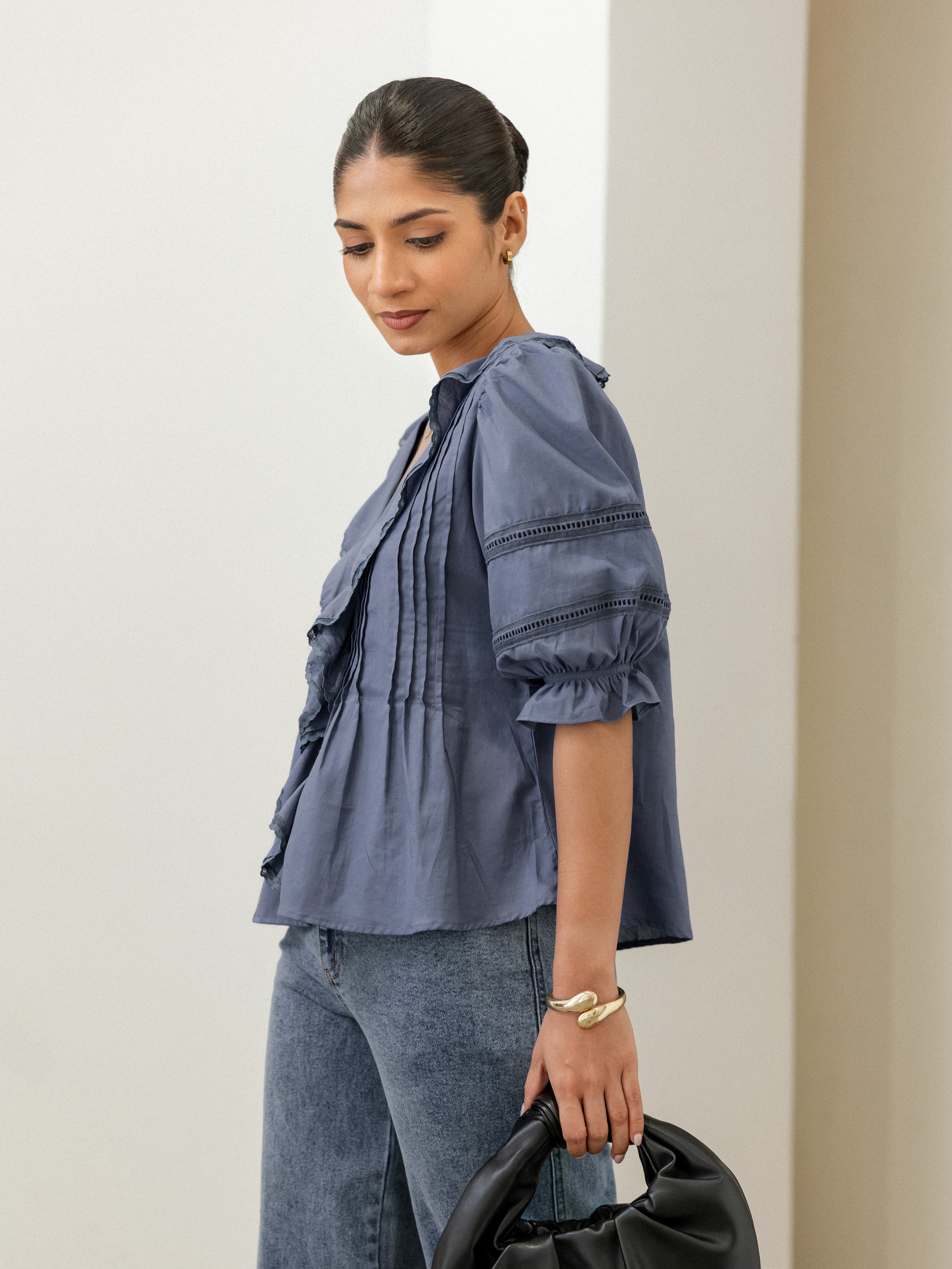 Lace Detailed Baloon Sleeve Top