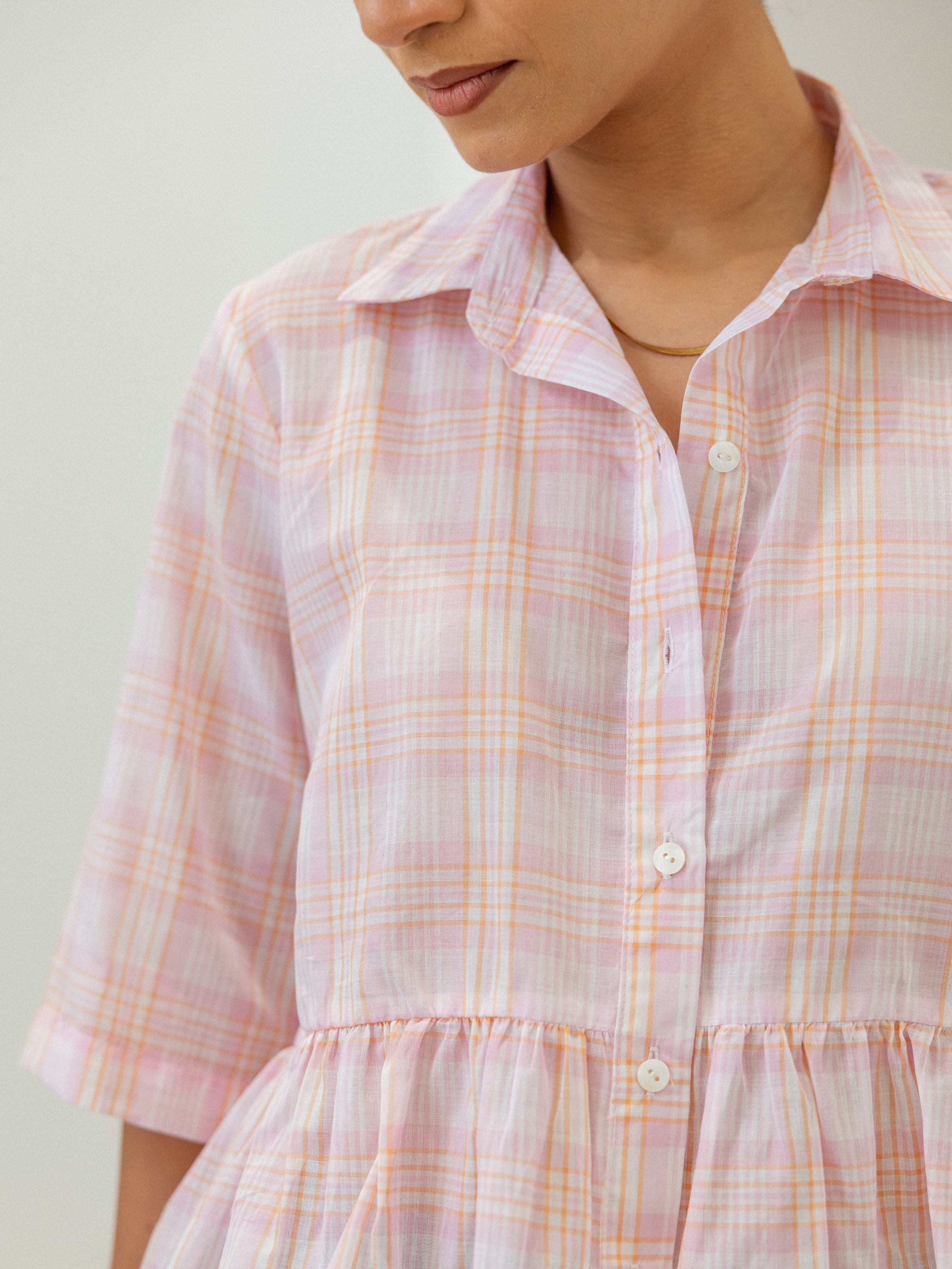 Button Down Peplum Top