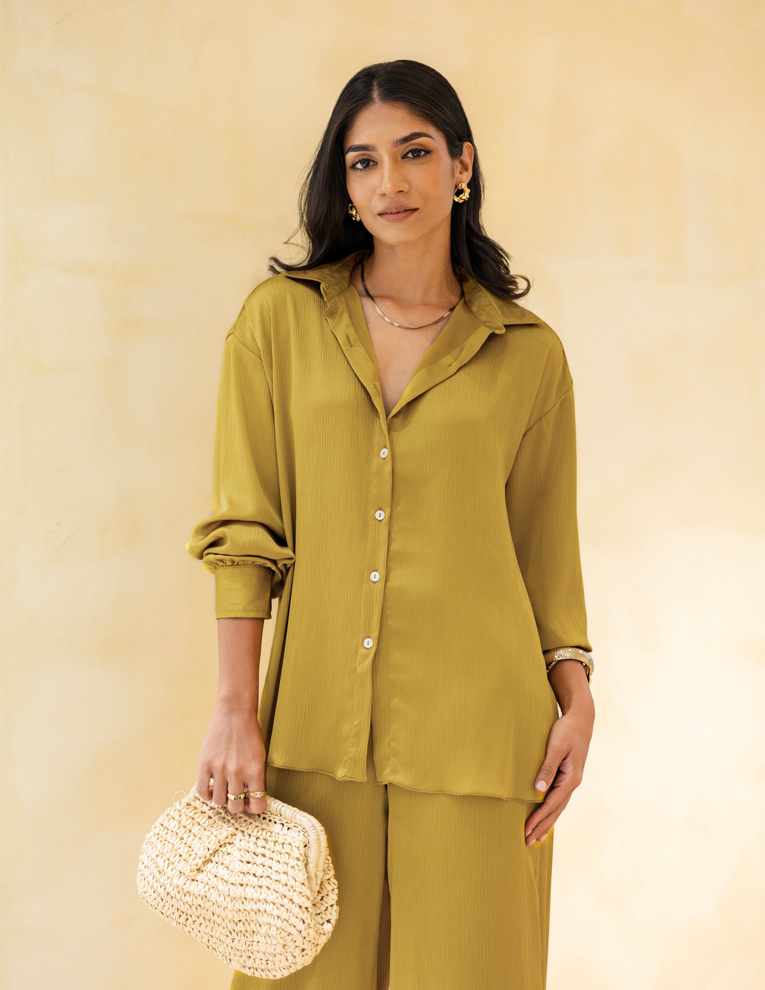 Longsleeved Oversized Satin Shirt