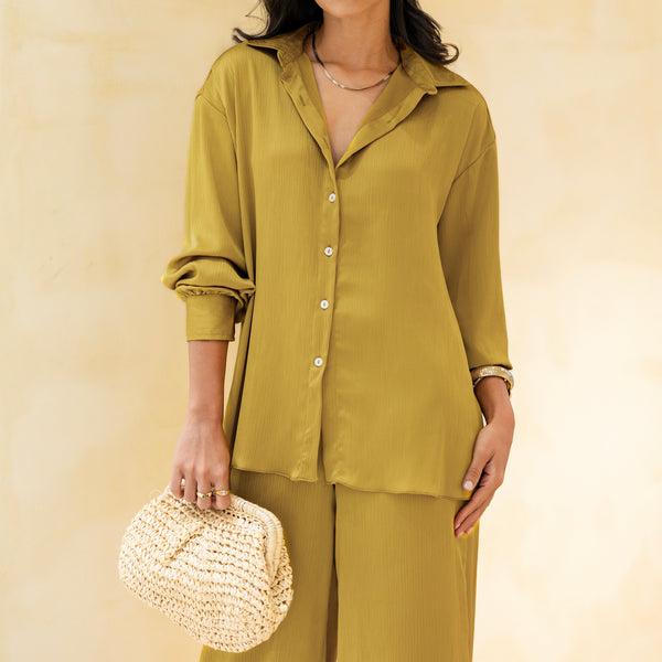 Longsleeved Oversized Satin Shirt