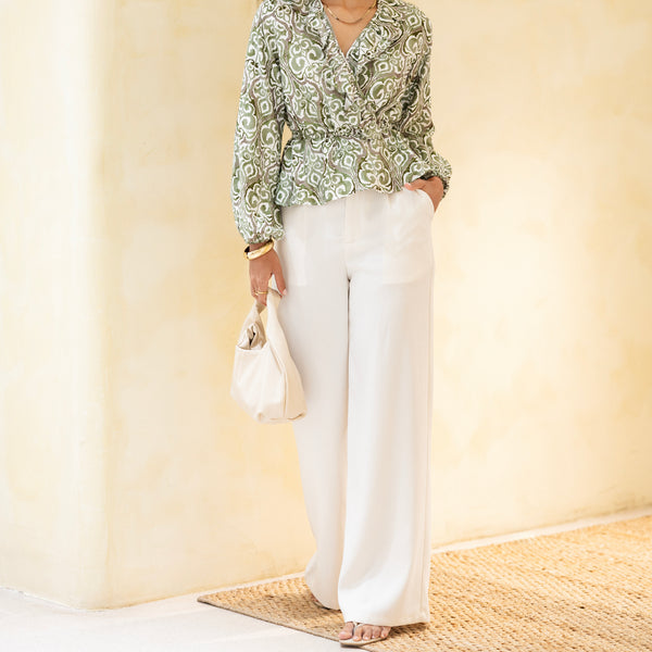 Balloon Sleeve Wrap Top