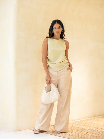 Side Ruched Satin Top