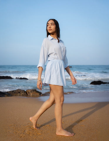 Collar Detailed Long Sleeved Mini Dress