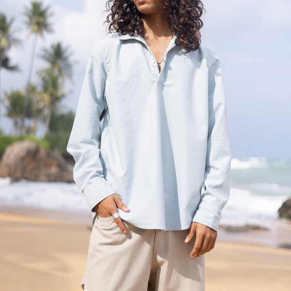 Oversized half placket shirt