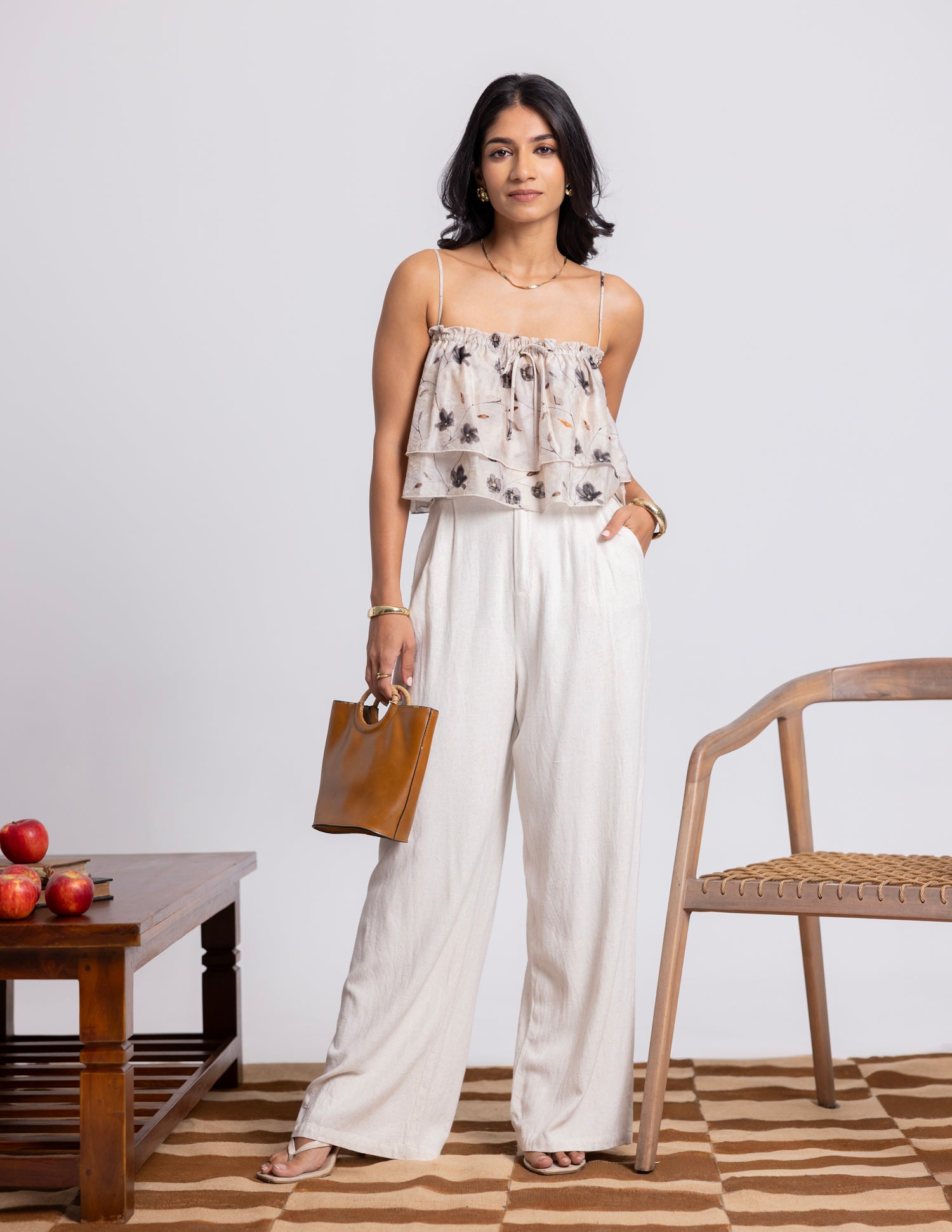 Frill Detailed Printed Top