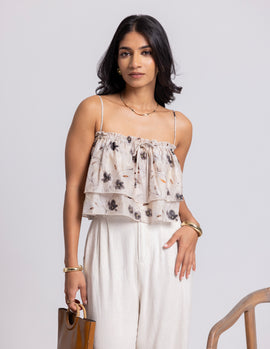 Frill Detailed Printed Top