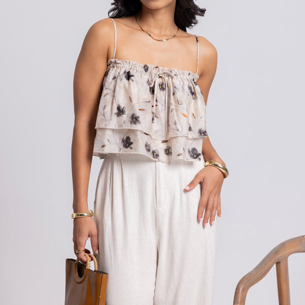 Frill Detailed Printed Top