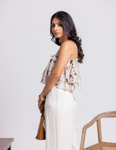 Frill Detailed Printed Top