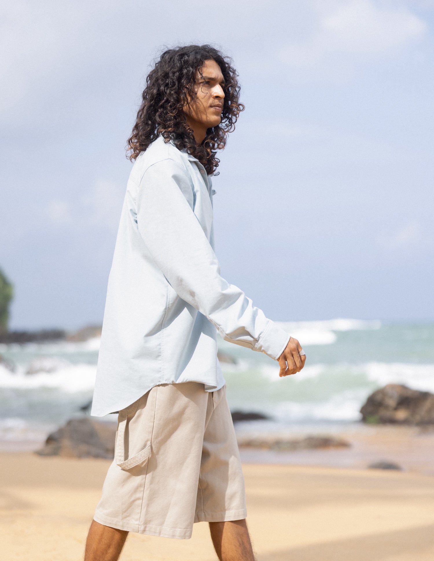 Oversized half placket shirt