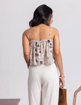 Frill Detailed Printed Top