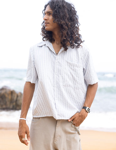 Large pocket crop shirt