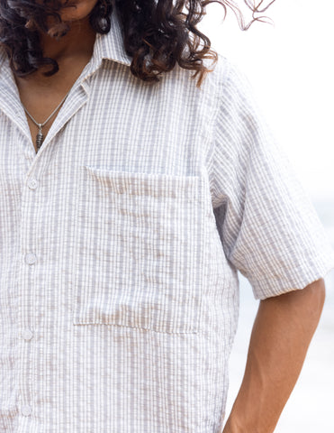 Large pocket crop shirt