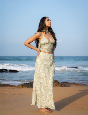 Shawl Detailed Neck Tie Up Bustier Top