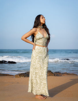 Printed Bias Maxi Skirt