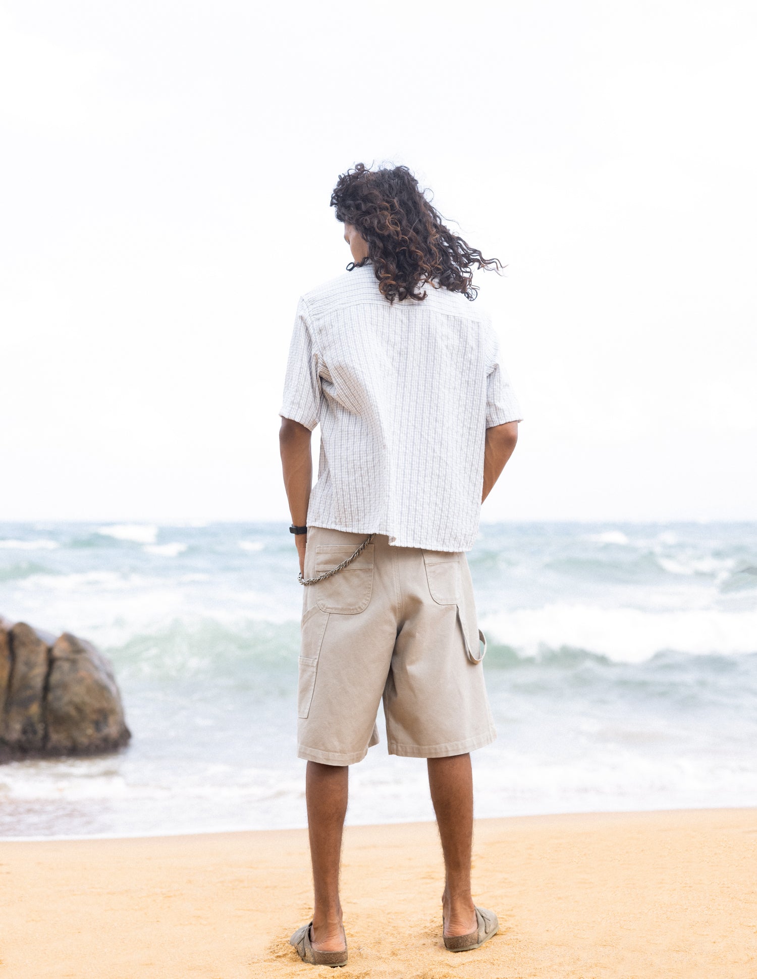 Large pocket crop shirt