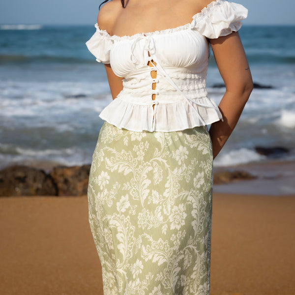 Front Cover Button Detailed Off Shoulder Top