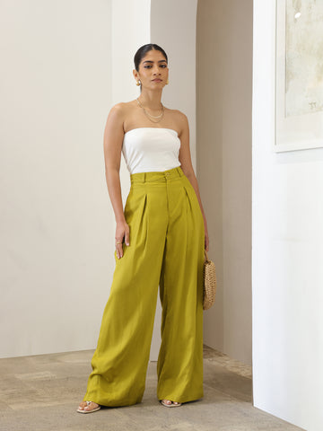 Pleat Detail Straight Leg Pant